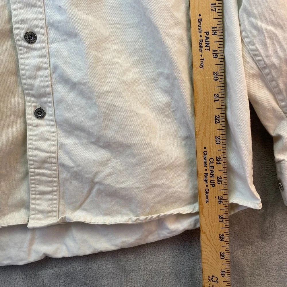 Harley-Davidson Button Front Shirt L White Eagle Back Embroidered